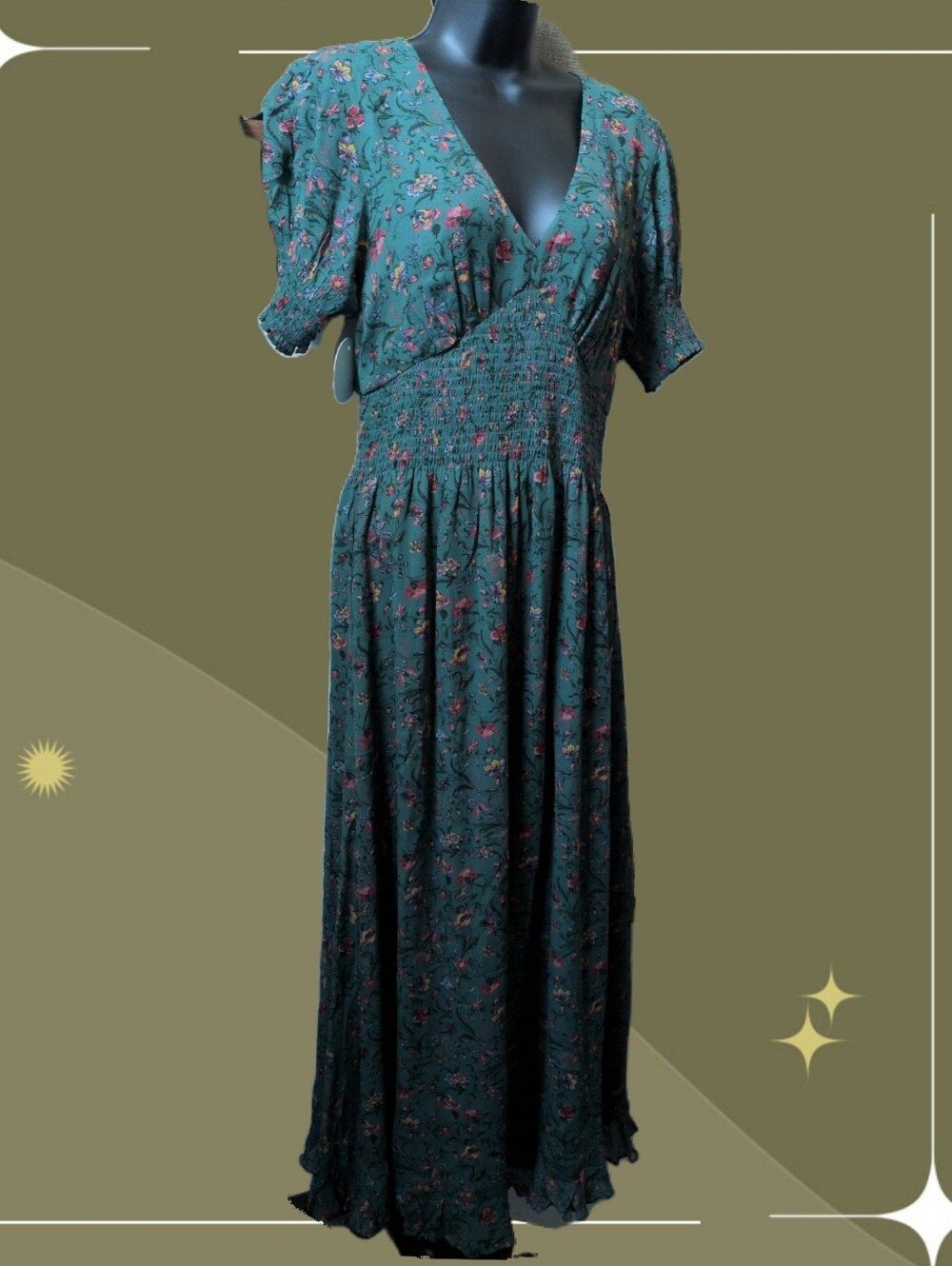 ✨ Nwt Hill House Home Georgia Nap Dress In Fleur Chintz Bottle Green Size M